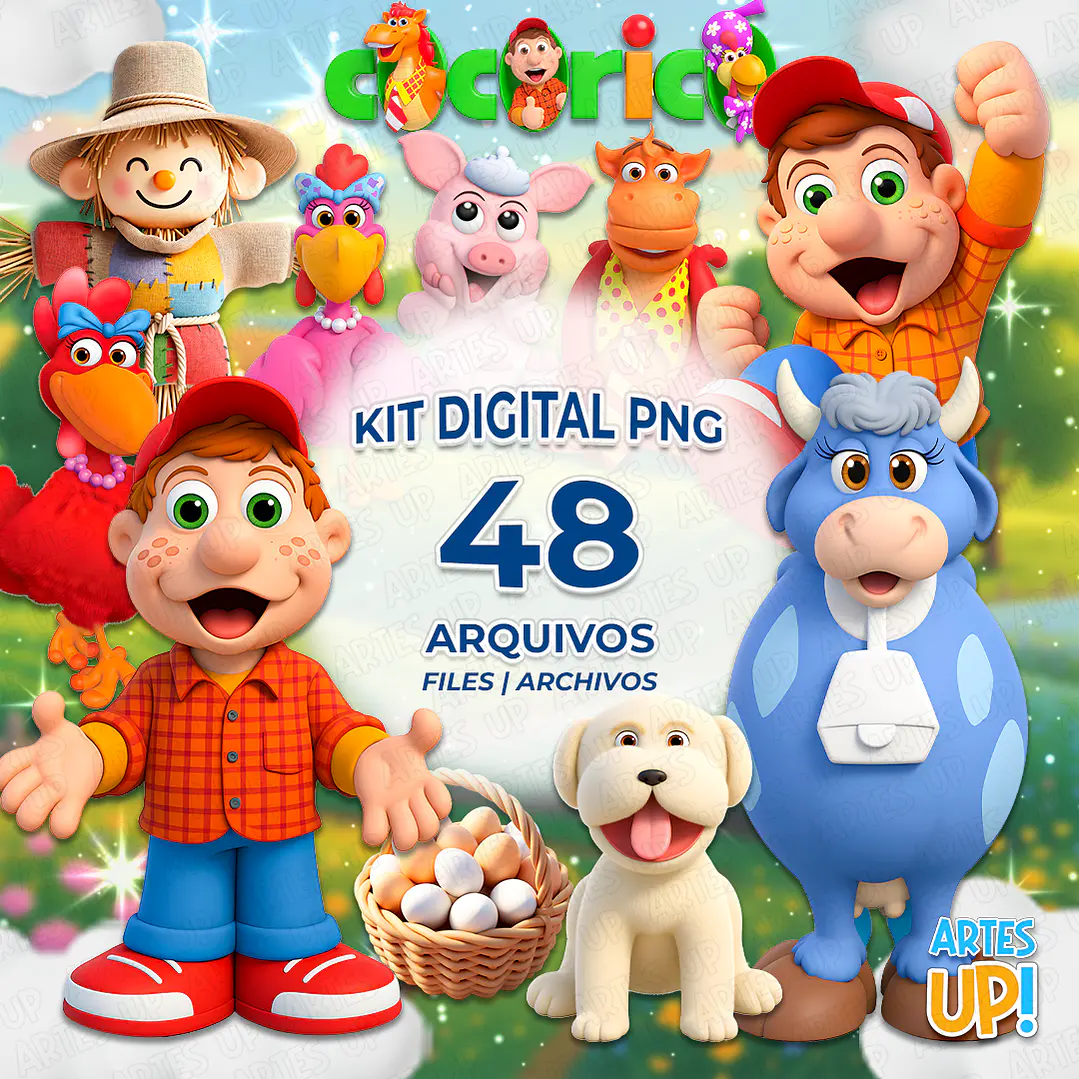 Kit Digital PNG Cocoricó 3D Clipart  1