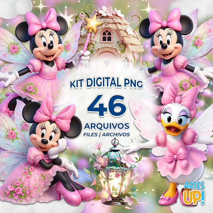 Kit Digital PNG Minnie Fada Rosa Clipart  1