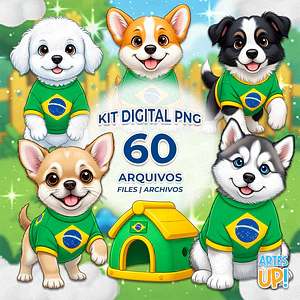 Kit Digital PNG Copa do Mundo Pet Canino Machos Clipart 