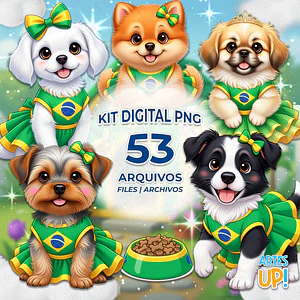 Kit Digital PNG Copa do Mundo Pet Canino Fêmeas Clipart 