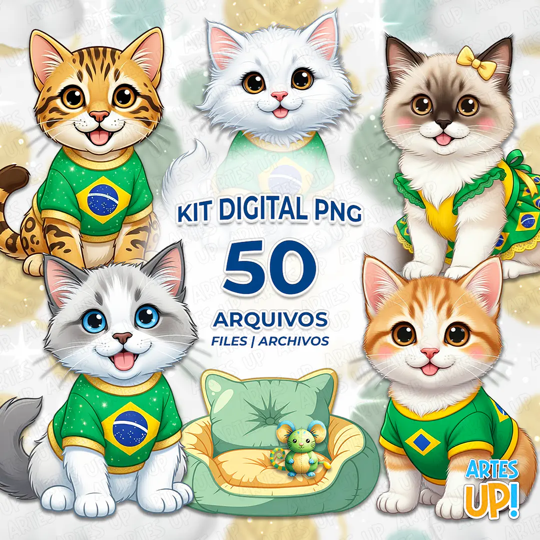 Kit Digital PNG Copa do Mundo Pet Felinos Clipart  1