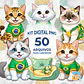 Kit Digital PNG Copa do Mundo Pet Felinos Clipart  - Thumbnail 1