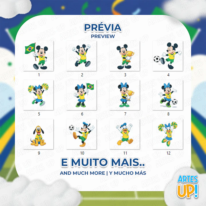 Kit Digital PNG Disney Copa do Mundo Brasil Clipart  2
