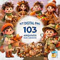 Lindo kit digital de imágenes prediseñadas 3D PNG de otoño - Miniatura 1