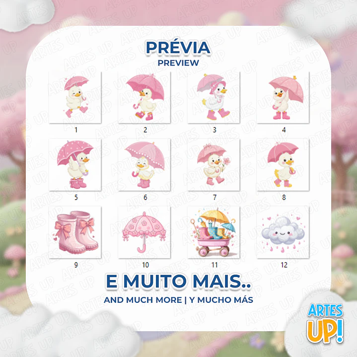 Kit Digital PNG Pato Fofo de Galocha rosa Clipart  2