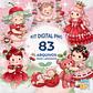 Kit digital PNG de imágenes prediseñadas de una linda niña cereza - Miniatura 1