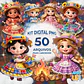 Princesas Disney Arraiá PNG Digital Kit Clipart - Miniatura 1