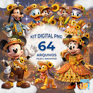 Kit Digital PNG Disney Festa Junina Girassol Clipart 