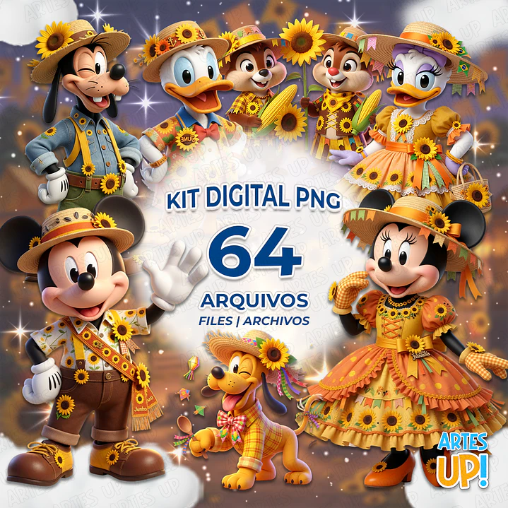 Kit Digital PNG Disney Festa Junina Girassol Clipart  1