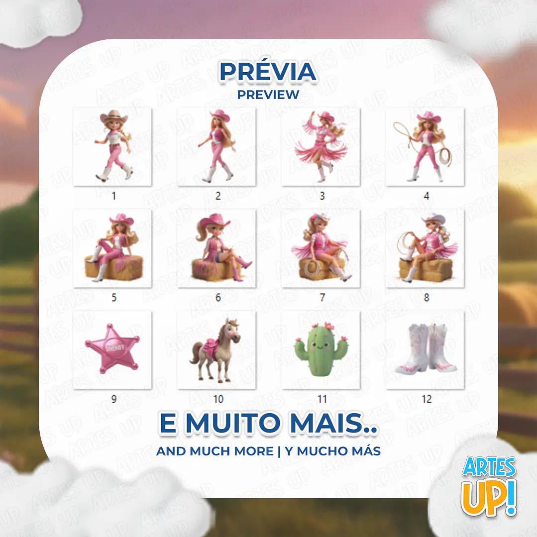 Kit Digital PNG Barbie Boiadeira Clipart  2
