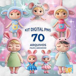 Kit Digital PNG Boneca Metoo Cute Doll 3D Clipart 