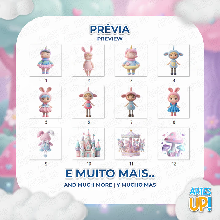 Kit Digital PNG Boneca Metoo Cute Doll 3D Clipart  2