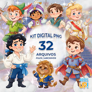 Kit Digital PNG Príncipes da Disney Aquarela