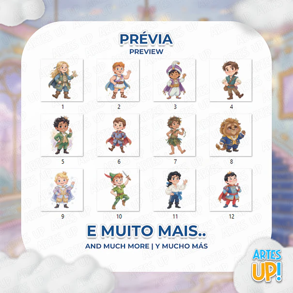 Kit Digital PNG Príncipes da Disney Aquarela 2