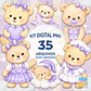 Kit Digital PNG Ursa Baby Lilás Aquarela - Thumbnail 1