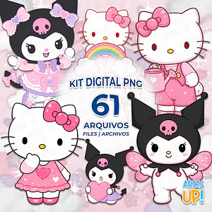 Kit Digital PNG Hello Kitty e Kuromi