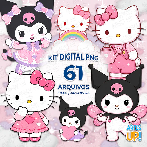 Kit Digital PNG Hello Kitty e Kuromi 1