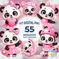 Kit Digital PNG Panda Rosa Fofa 3D - Miniatura 1