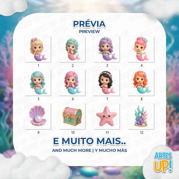 Kit Digital PNG Sereia Fofa Baby 2