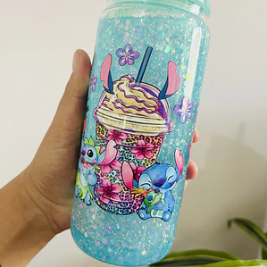 Vaso Glitter Stitch Turquesa