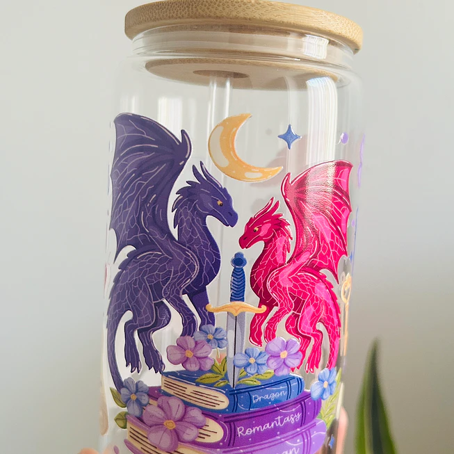Vaso Tapa bambú Fantasía Literaria  Dragones 1