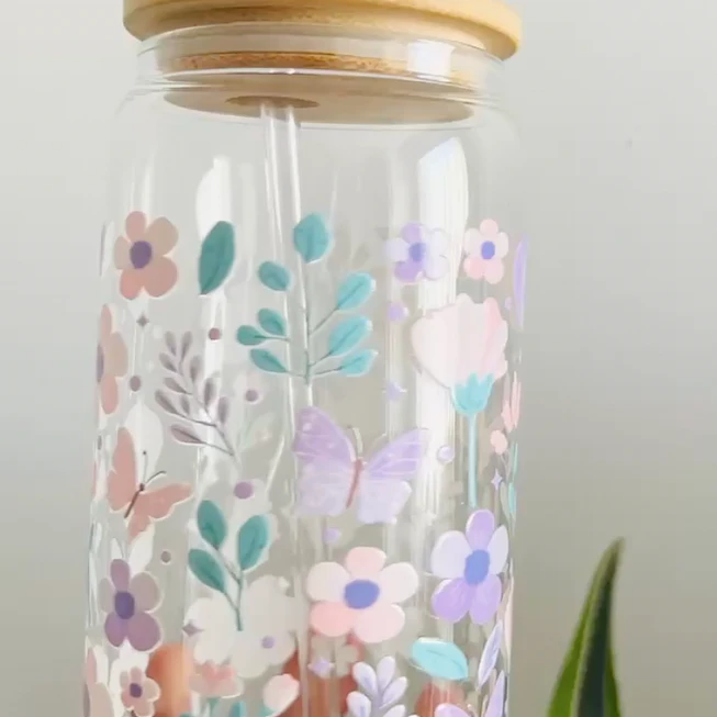 Vaso Tapa bambú Flora Pastel 1