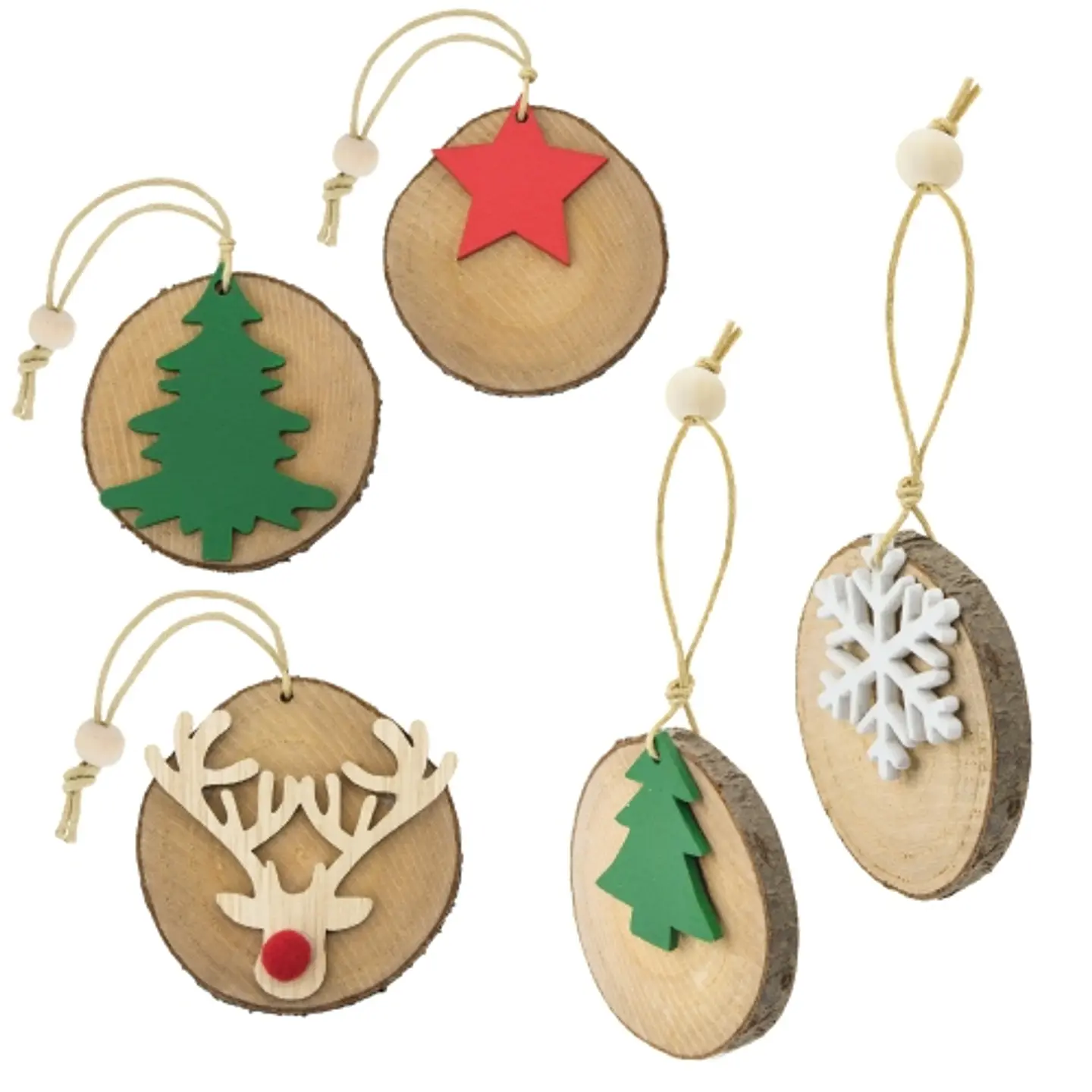 SET ENFEITES DE MADEIRA (5 PCS) 