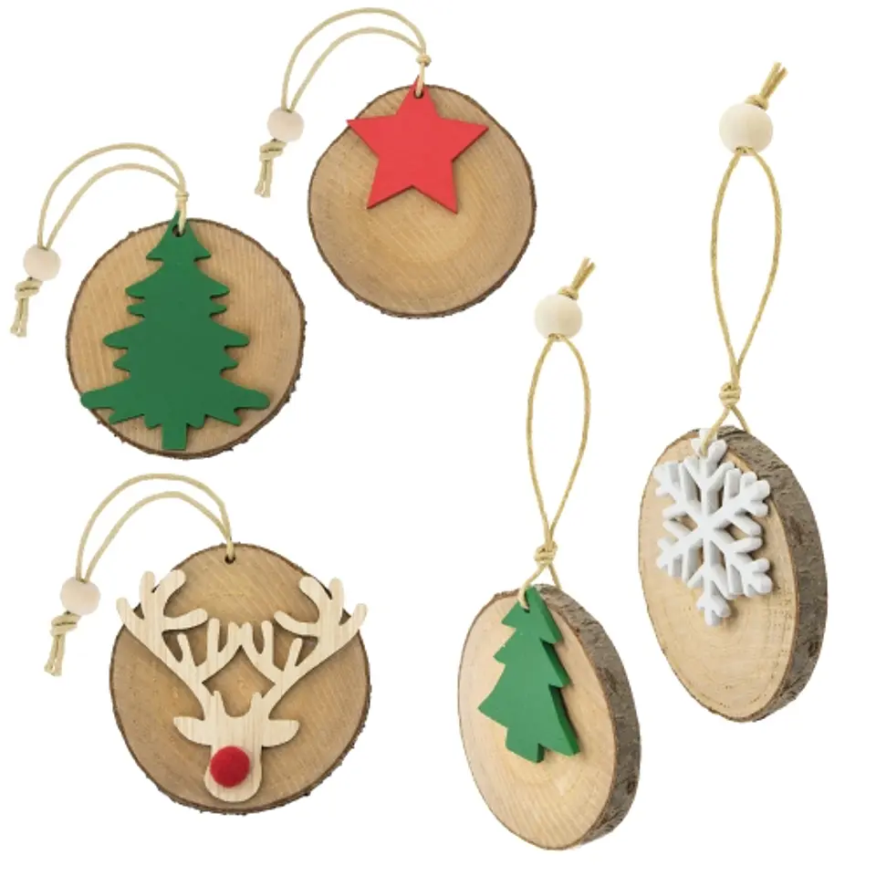 SET ENFEITES DE MADEIRA (5 PCS) 