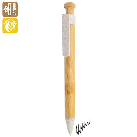 CANETA DE BAMBÚ E FIBRA DE TRIGO "KOBAX"