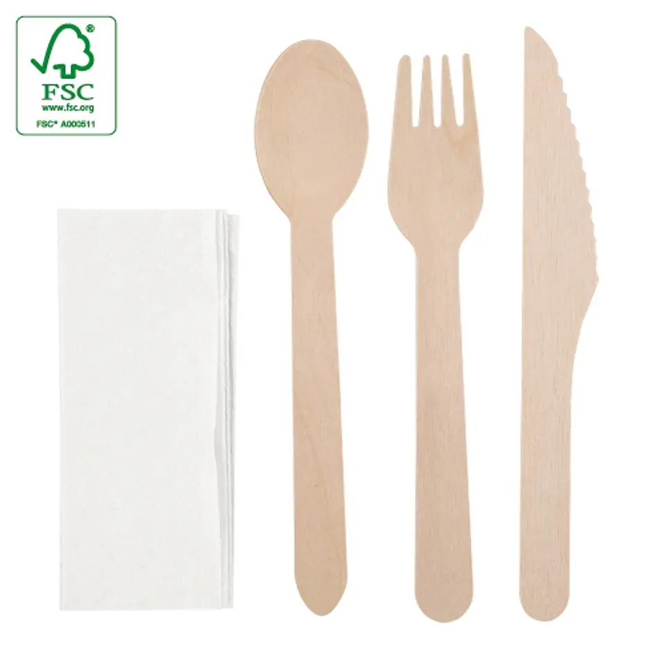 SET DE TALHERES de MADEIRA 4 PCS 