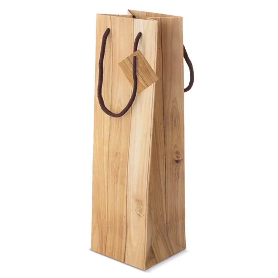 BOLSA PAPEL EFEITO MADEIRA 1 GARRAFA 