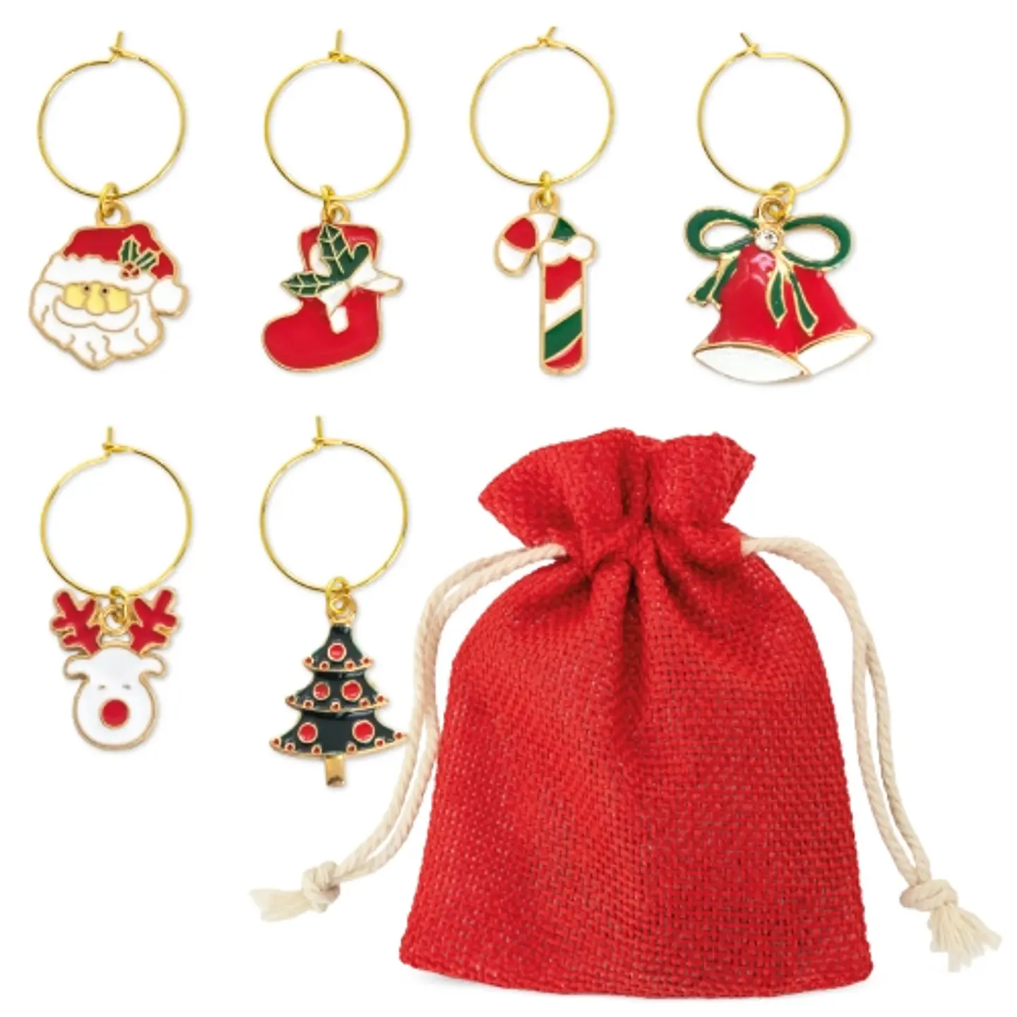 CONJUNTO DE 6 ANÉIS DE NATAL PARA TAÇAS 