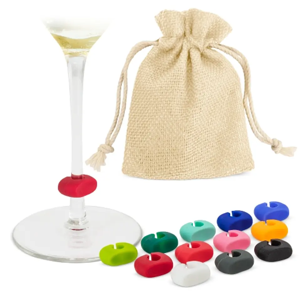 SET DE 12 MARCADORES DE SILICONE PARA TAÇAS 