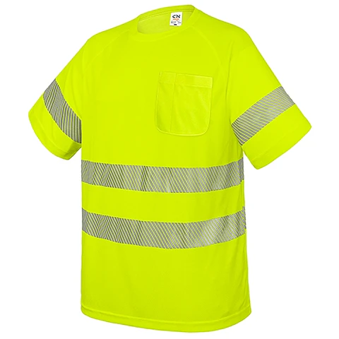 T-SHIRT COM BOLSO E FAIXAS REFLETORAS ELÁSTICAS “QVO”
