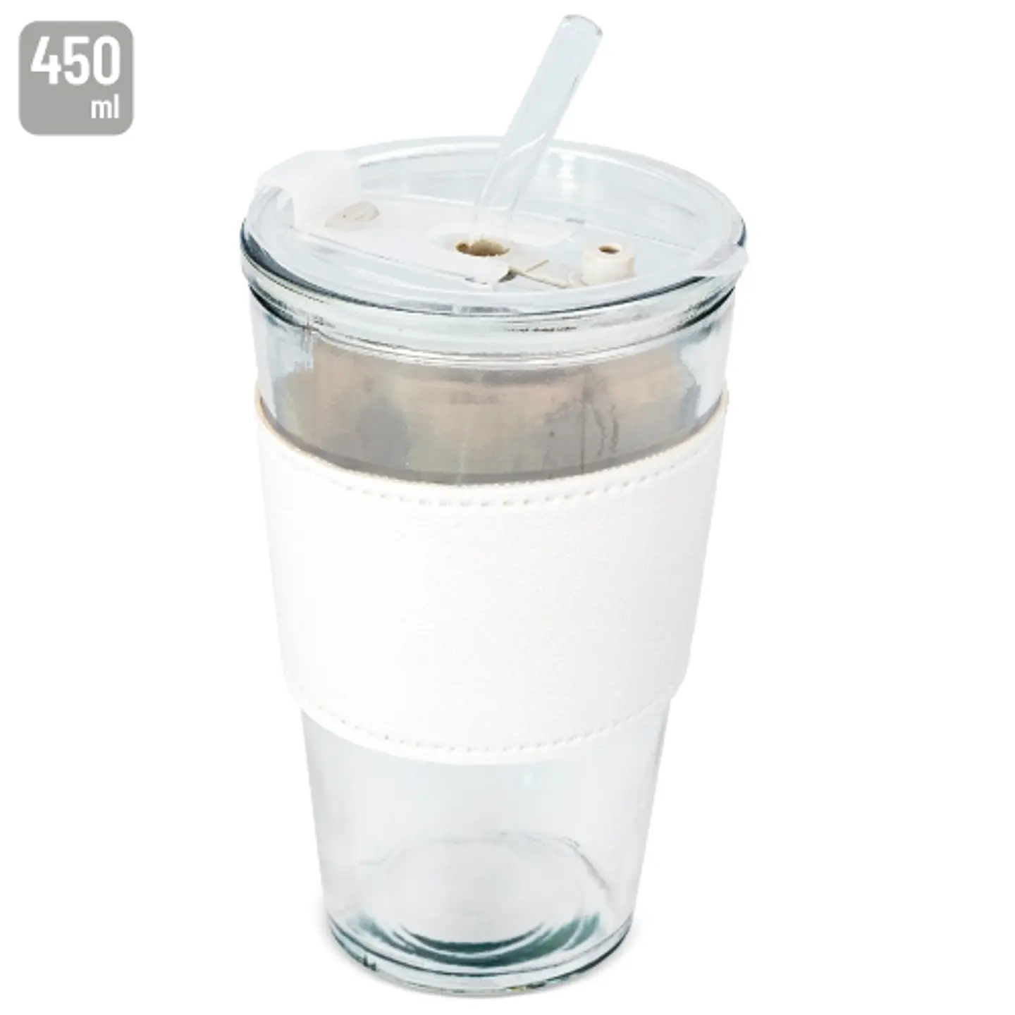 COPO DE 450 ML COM CANUDO DE VIDRO 