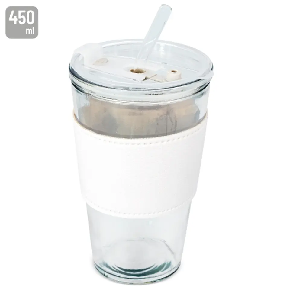 COPO DE 450 ML COM CANUDO DE VIDRO 