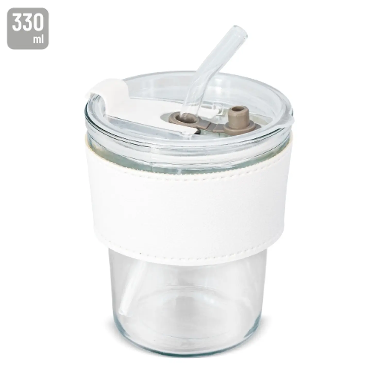 COPO 330 ML COM CANUDO DE VIDRO 
