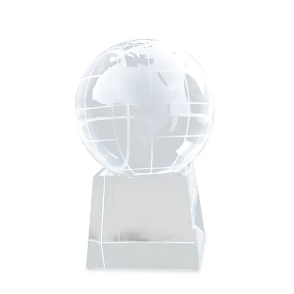 TROFEU VIDRO BOLA MUNDO MEDIANA 