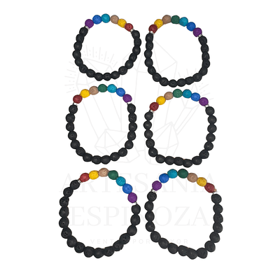 Pulsera 7 Chackra con volcánica de colores