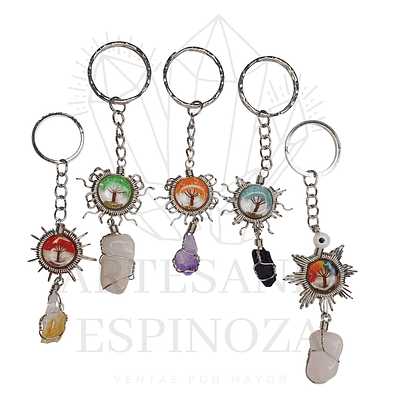 Llaveros con alambrismo y piedras naturales