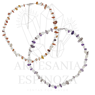 Collares de piedras con conchitas (docena)