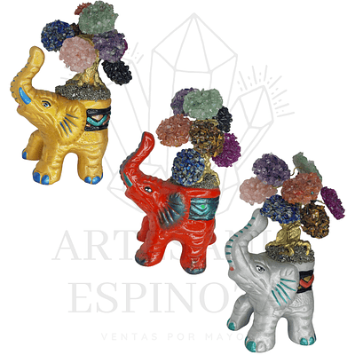 Elefante con árbol de cuarzos