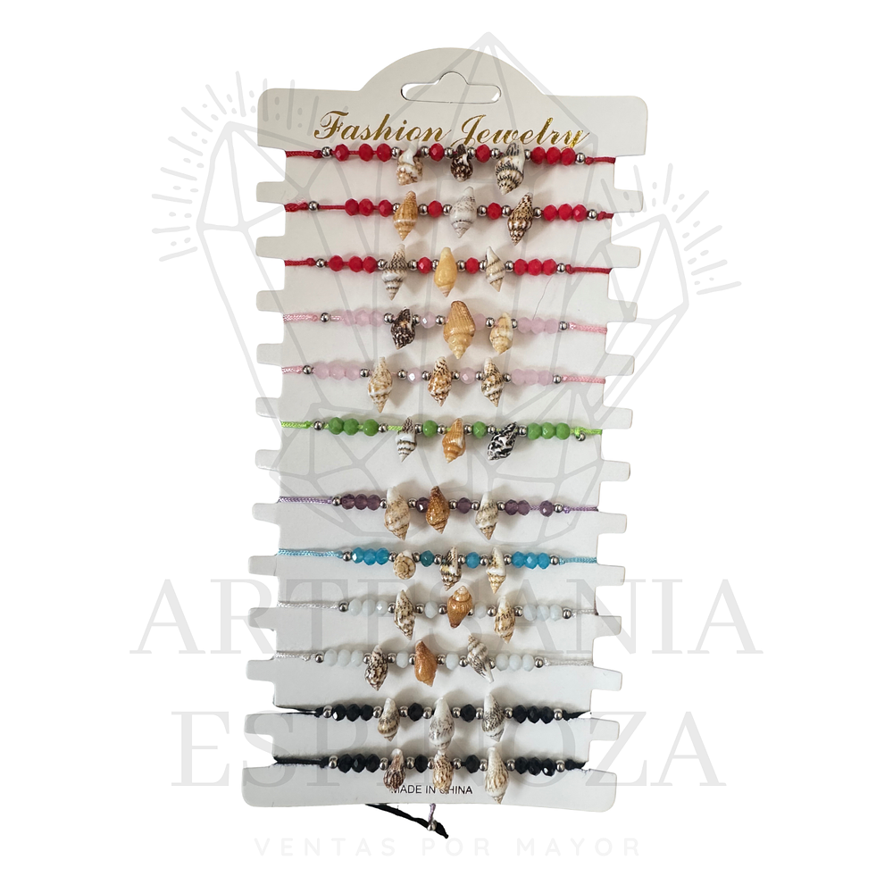 Pulsera/Tobillera de colores con conchita