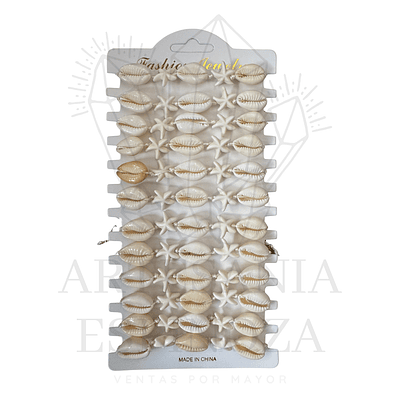 Pulsera/Tobillera conchas con estrellas blancas