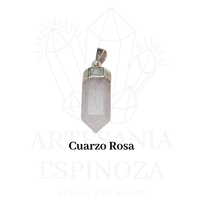 Colgante de piedra en punta baño en plata (mini) - cuarzo rosa