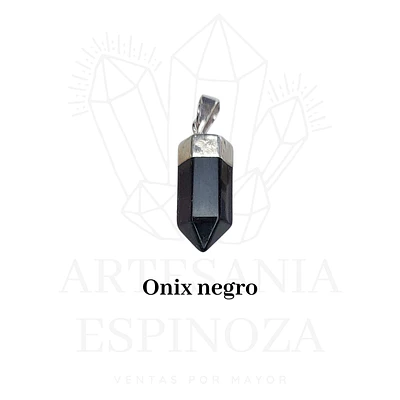 Colgante de piedra en punta baño en plata (mini) - onix