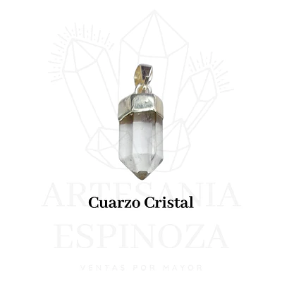 Colgante de piedra en punta baño en plata (mini) - cuarzo cristal