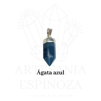Colgante de piedra en punta baño en plata (mini) - Ágata Azul