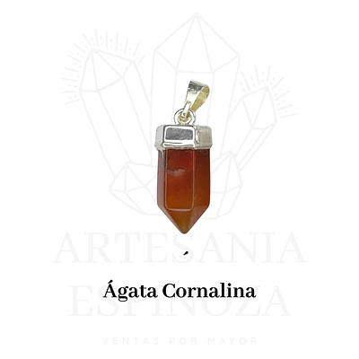 Colgante de piedra en punta baño en plata (mini) - cornalina
