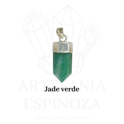 Colgante de piedra en punta baño en plata (mini) - jade